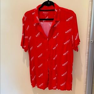 Budweiser by Pacsun Camp Shirt - Red/White Size M